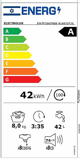 ����� ����� ��� ���� 8 �"� ���������� 1400 ��"� Electrolux EW7F2847PBM 