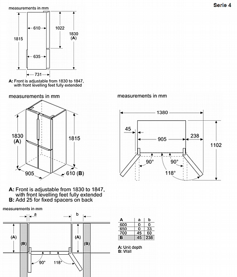 ���� 4 ����� - 605 ���� Bosch ��� Serie 4 KFN96VPEAL