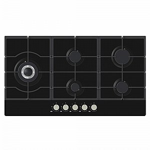 כיריים גז 5 מבערים Crystal קריסטל MGH90GB זכוכית שחורה כיריים גז 5 מבערים Crystal קריסטל MGH90GB זכוכית שחורה